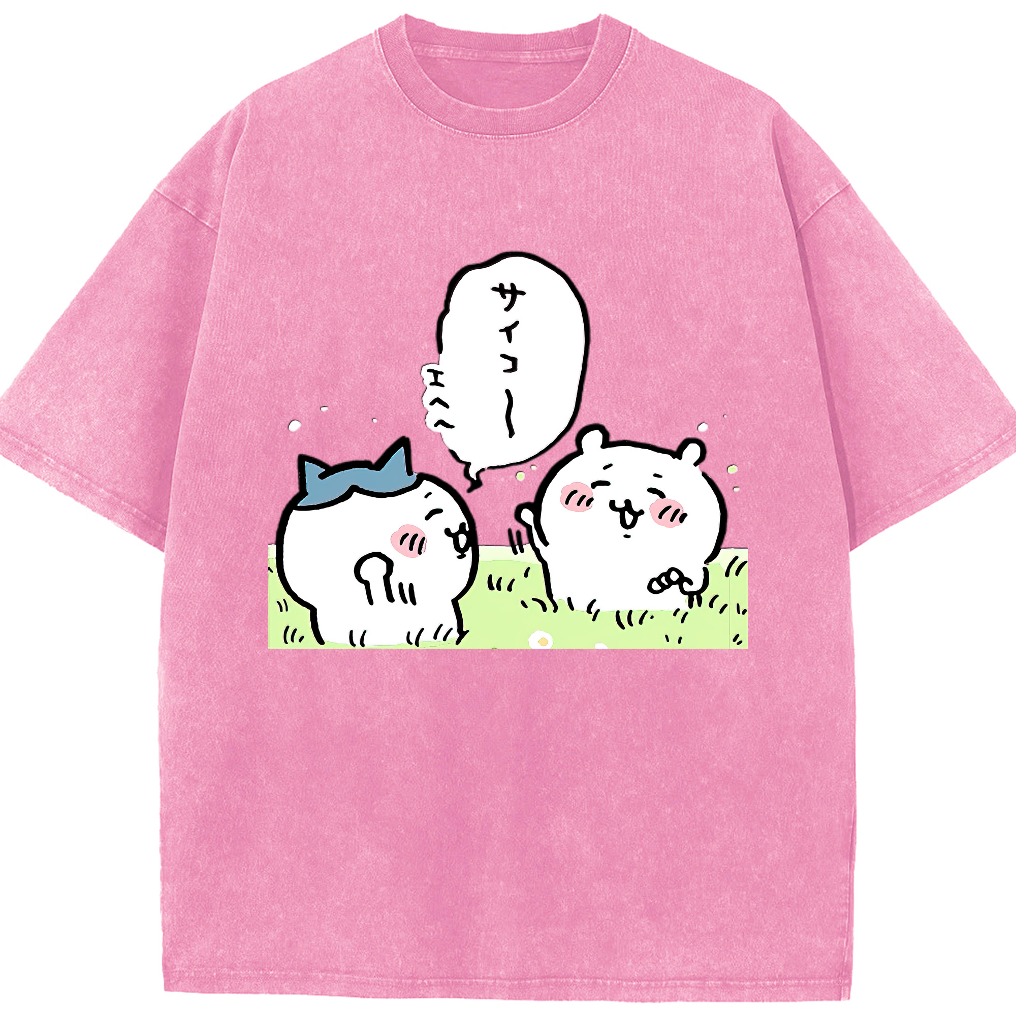 （画像用） ちいかわ ちいかわ Chii-kawa chiikawa 綿100% ヴィンテージ風 半袖Tシャツ（フロントプリント）